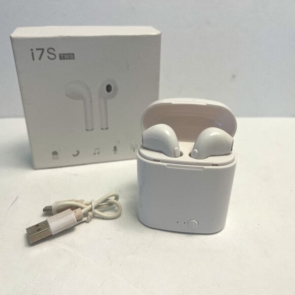 White TWS i7S Bluetooth Earbuds Unused w/Box For iOS /Android Devices - Picture 1 of 5